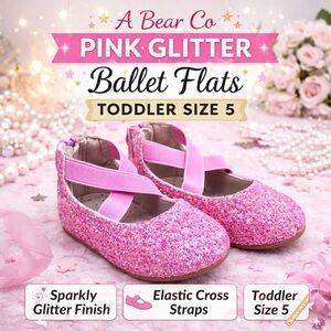 A Bear Co Pink Glitter Ballet Flats Toddler Size 5